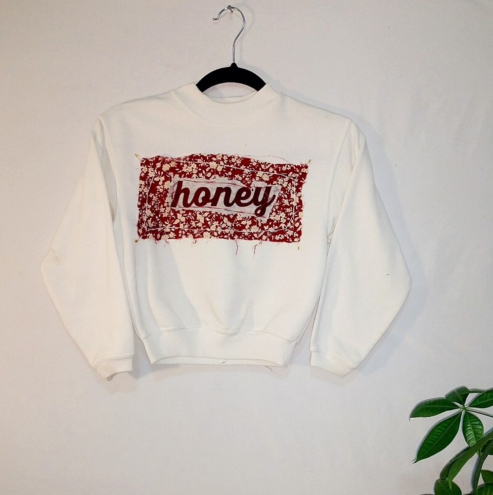 Hand stitched High neck crop-crew